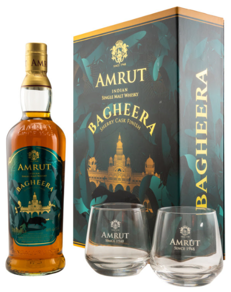 AMRUT Bagheera Coffret 2 verres 46% 0.7l