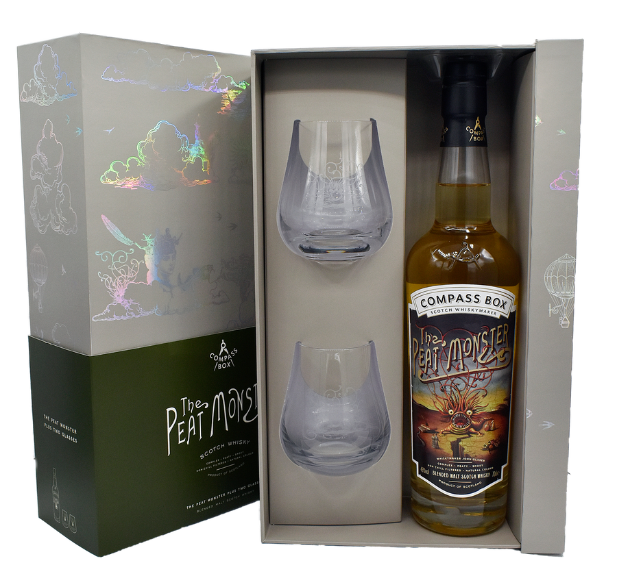 Compass Box The Peat Monster Coffret 2 Verres  46% 0.7L