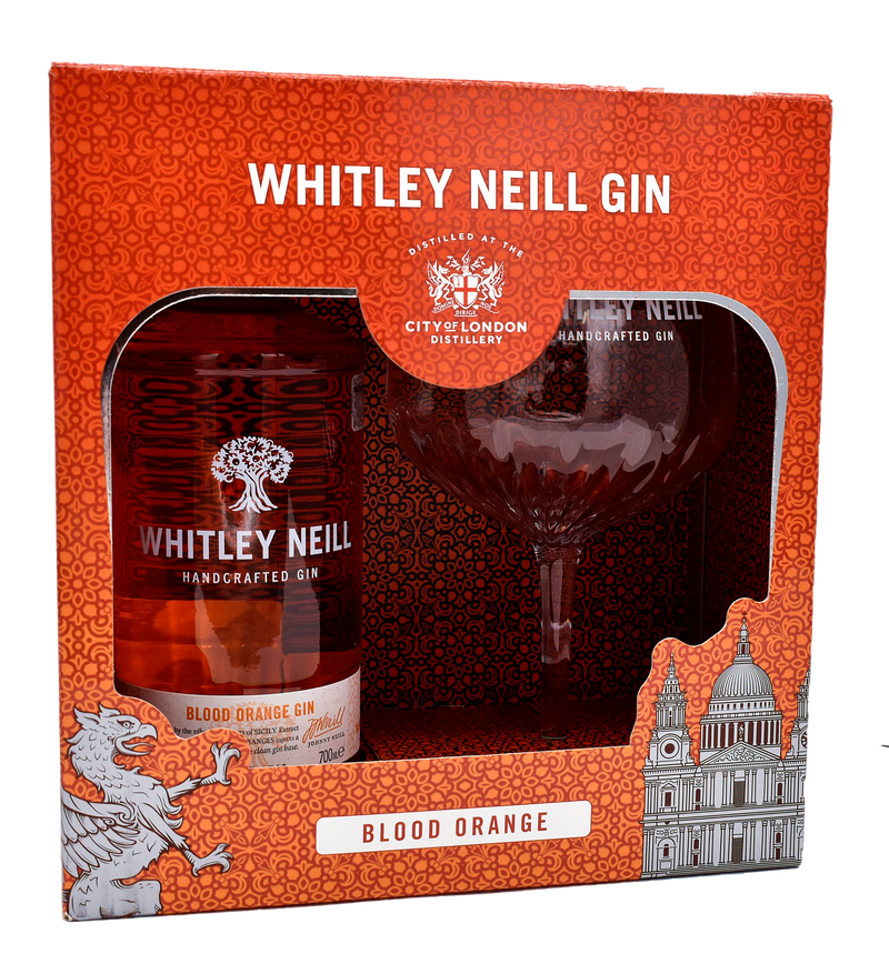 Whitley Neill Blood Orange Gin + Copa Glass 43% 0.7L