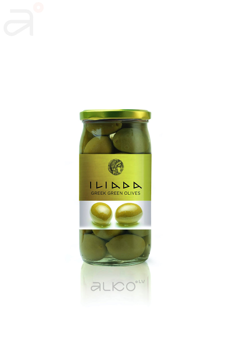 Olīvas zaļās ar kauliņiem 370g/215g ILIADA