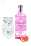 Komplekts 4. Whitley Neill Pink Grapefruit Gin x1 + L&W Tonic Water Naturally Light x7